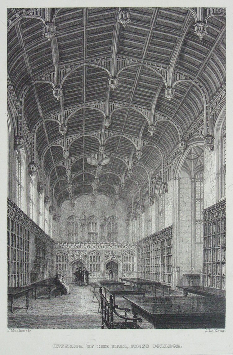Print - Interior of the Hall, Kings College - Le